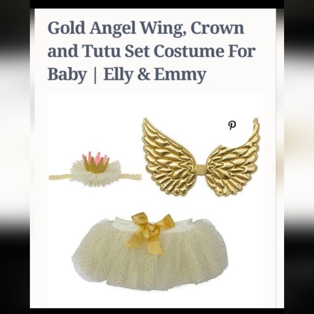 New Elly & Emmy Baby Photo Props 3pc Angel Tutu Set Size Up To 12 Months.